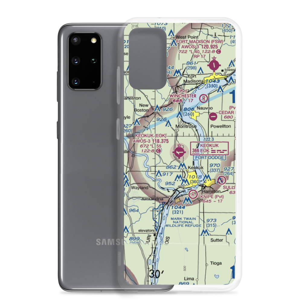 Keokuk Municipal Airport (EOK) VFR Sectional Samsung Case Samsung Galaxy S20 Plus model shown