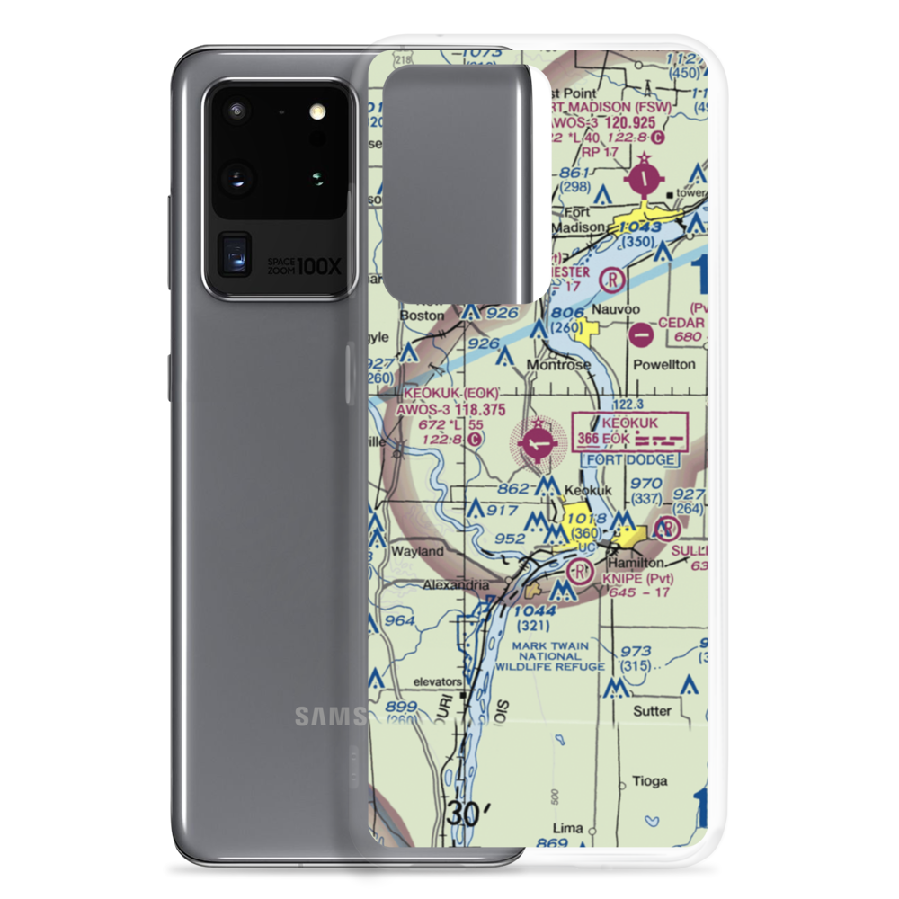 Keokuk Municipal Airport (EOK) VFR Sectional Samsung Case Samsung Galaxy S20 Ultra model shown