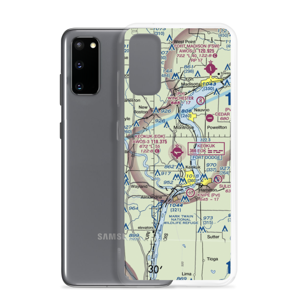 Keokuk Municipal Airport (EOK) VFR Sectional Samsung Case Samsung Galaxy S20 model shown