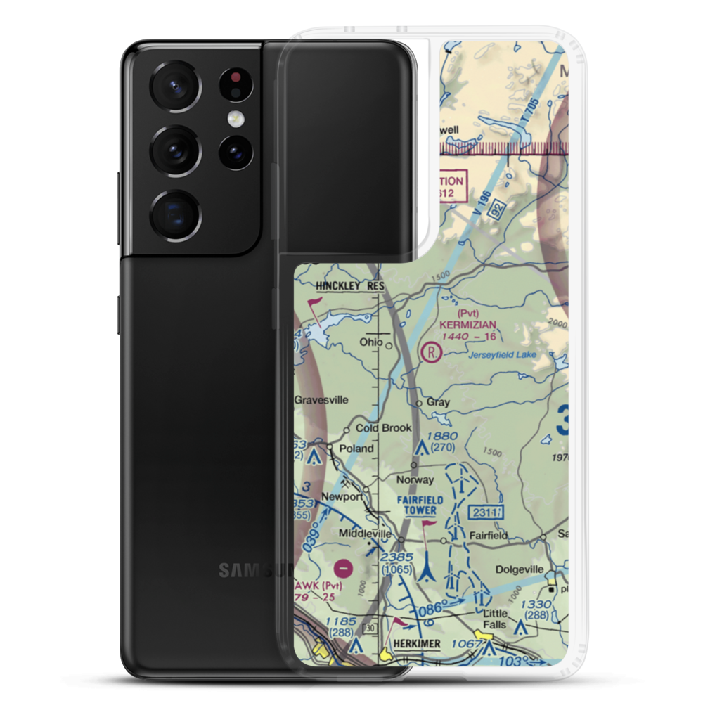 Kermizian Airport (0NY3) VFR Sectional Samsung Case Samsung Galaxy S21 Ultra model shown