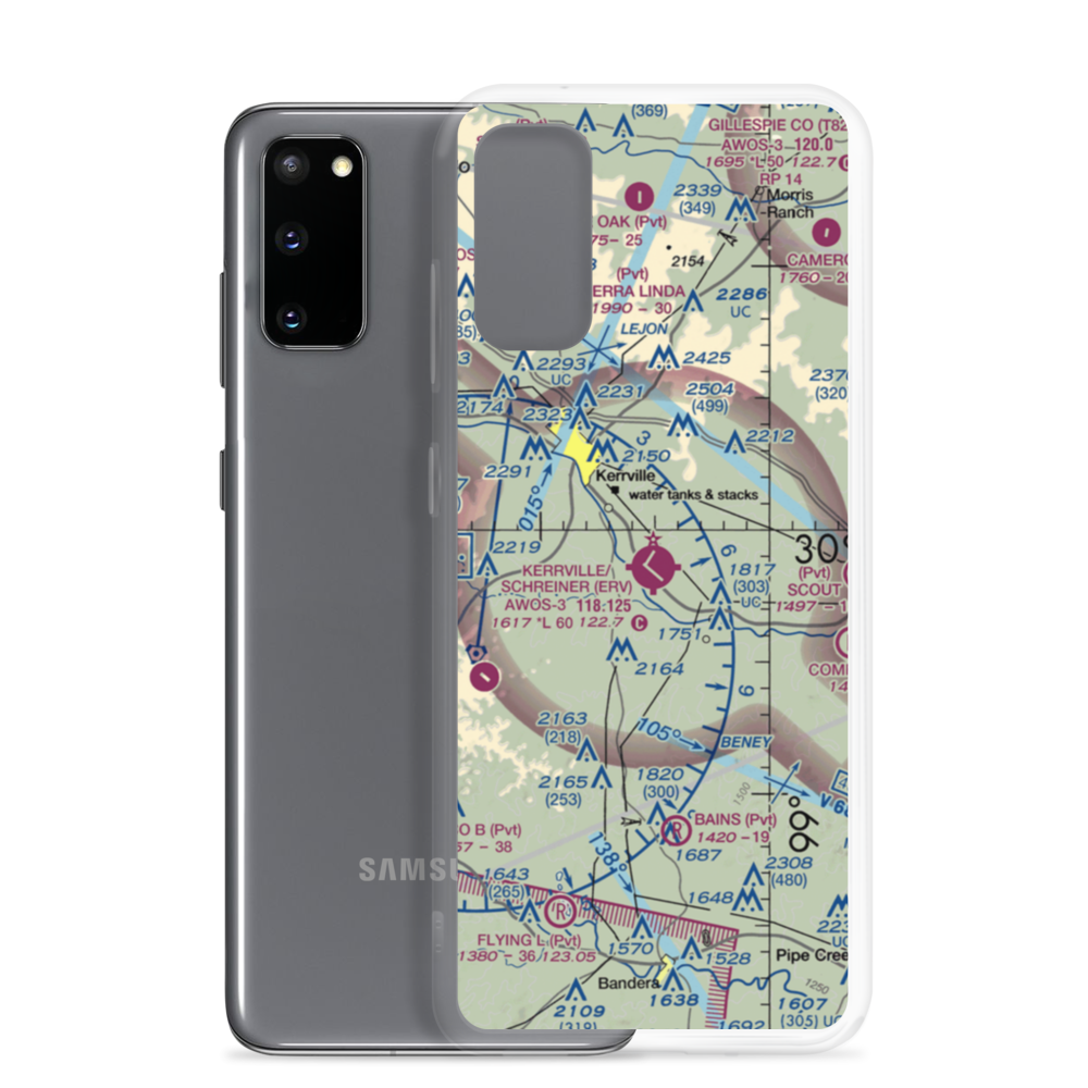 Kerrville Municipal Louis Schreiner Field (ERV) VFR Sectional Samsung Case Samsung Galaxy S20 model shown