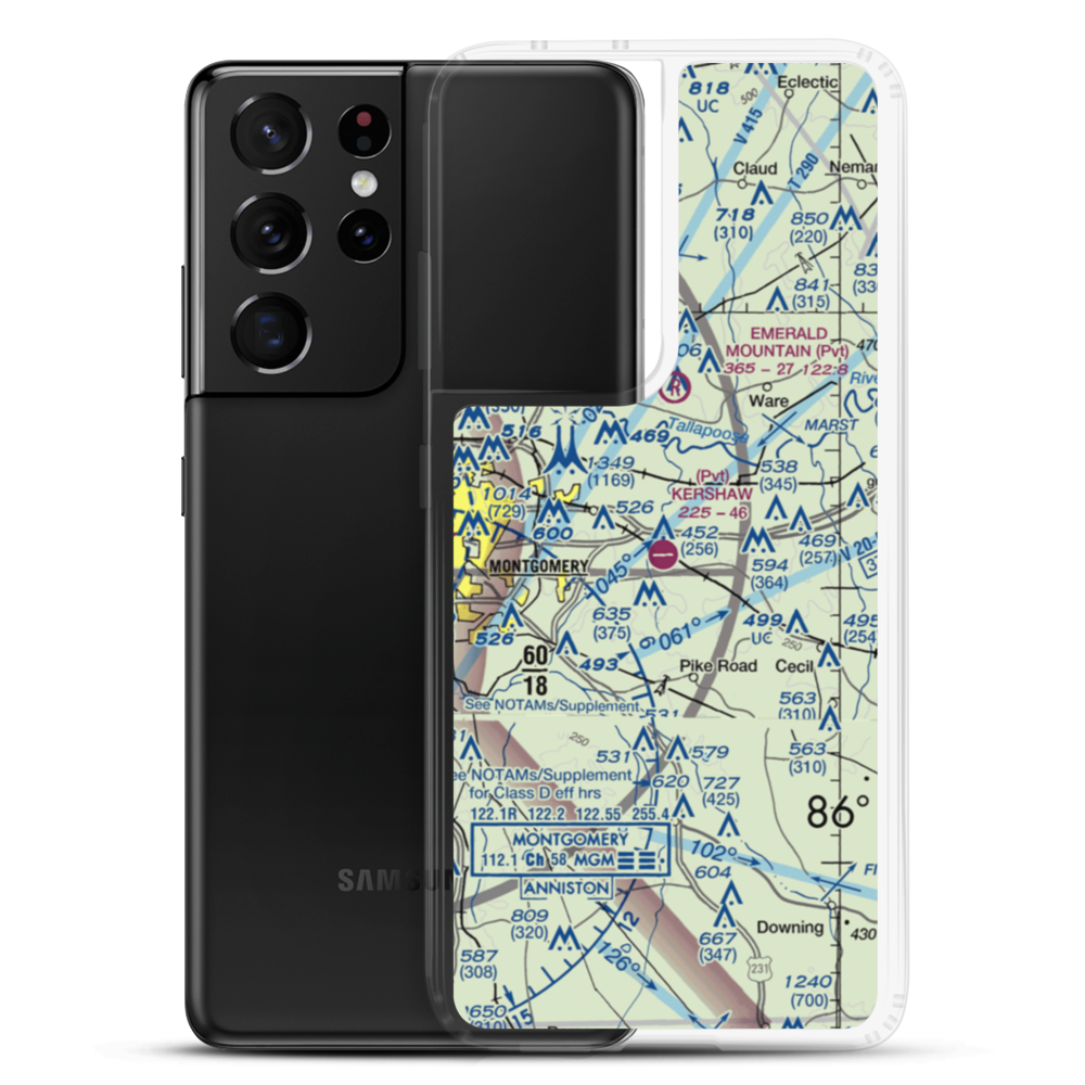 Kershaw Airport (AL12) VFR Sectional Samsung Case Samsung Galaxy S21 Ultra model shown