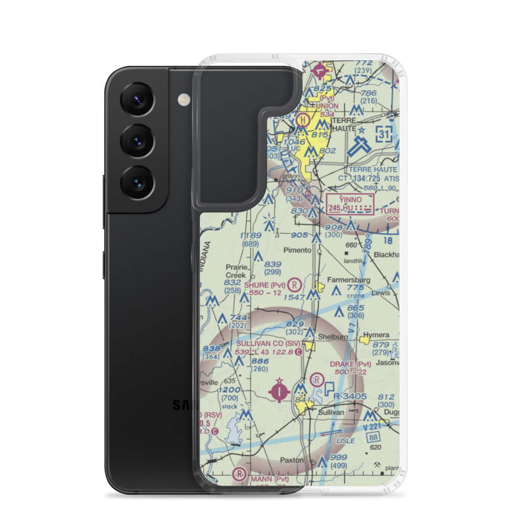 Kester Fly Inn Airport (18IN) VFR Sectional Samsung Case Samsung Galaxy S22 model shown