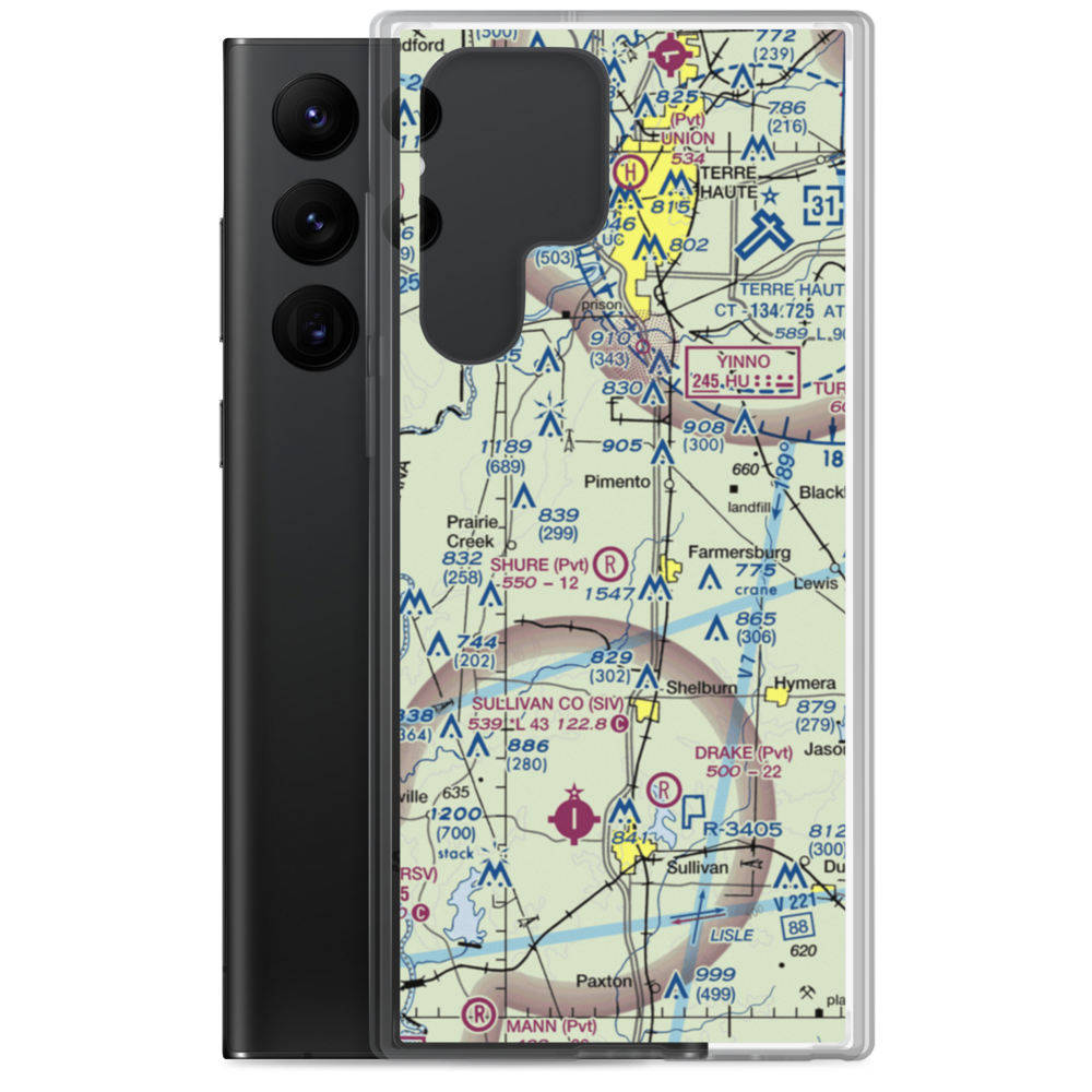 Kester Fly Inn Airport (18IN) VFR Sectional Samsung Case Samsung Galaxy S22 Ultra model shown
