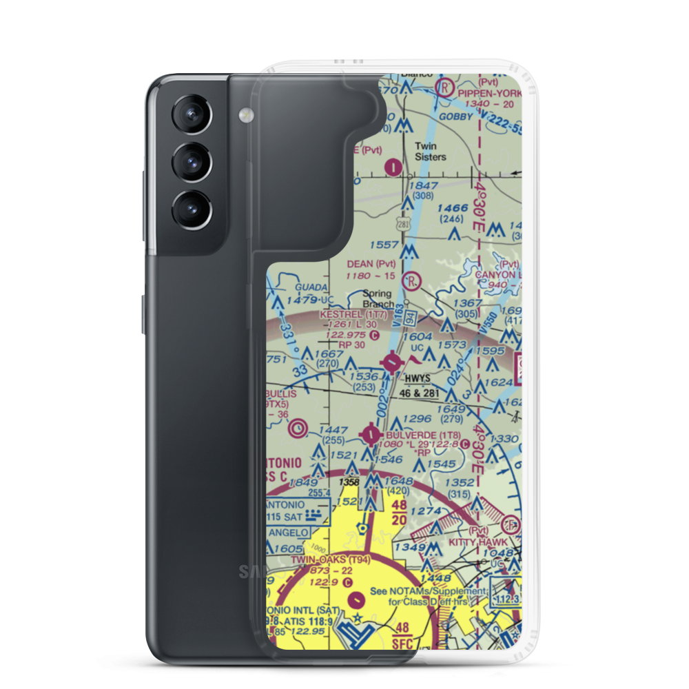 Kestrel Airpark (1T7) VFR Sectional Samsung Case Samsung Galaxy S21 model shown