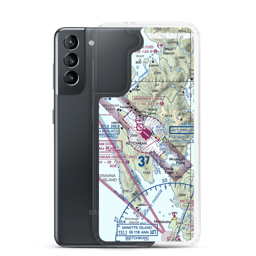 Ketchikan International Airport (KTN) VFR Sectional Samsung Case Samsung Galaxy S21 model shown