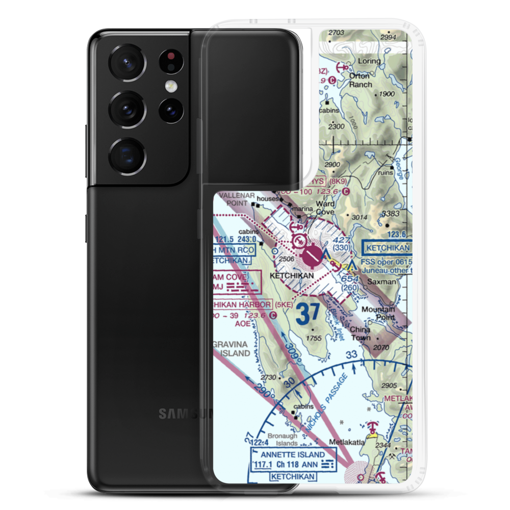 Ketchikan International Airport (KTN) VFR Sectional Samsung Case Samsung Galaxy S21 Ultra model shown