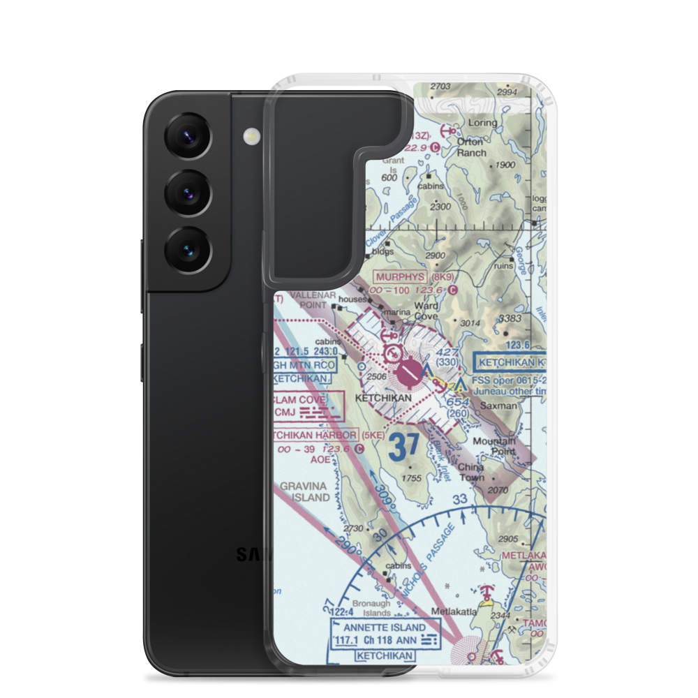 Ketchikan International Airport (KTN) VFR Sectional Samsung Case Samsung Galaxy S22 model shown
