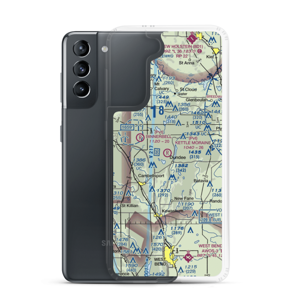 Kettle Moraine Airport (1WN1) VFR Sectional Samsung Case Samsung Galaxy S21 model shown