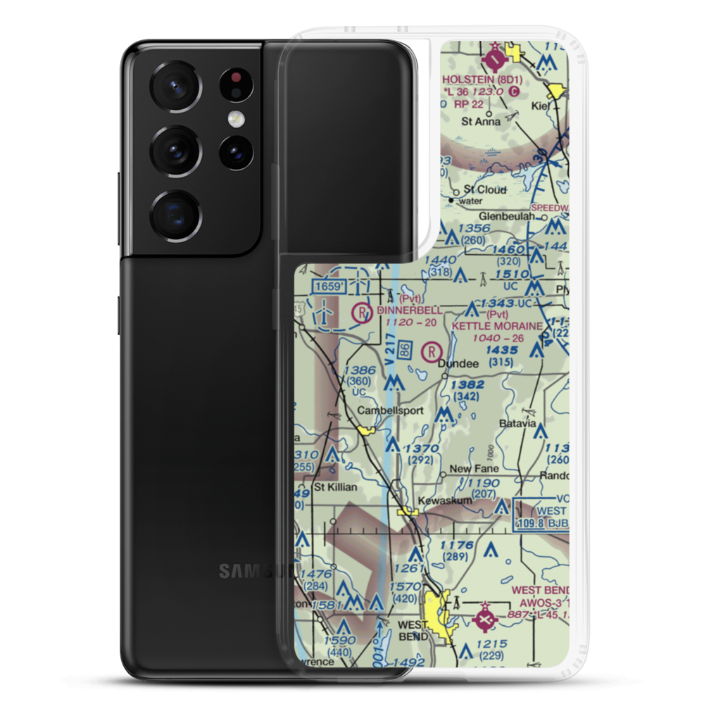 Kettle Moraine Airport (1WN1) VFR Sectional Samsung Case Samsung Galaxy S21 Ultra model shown