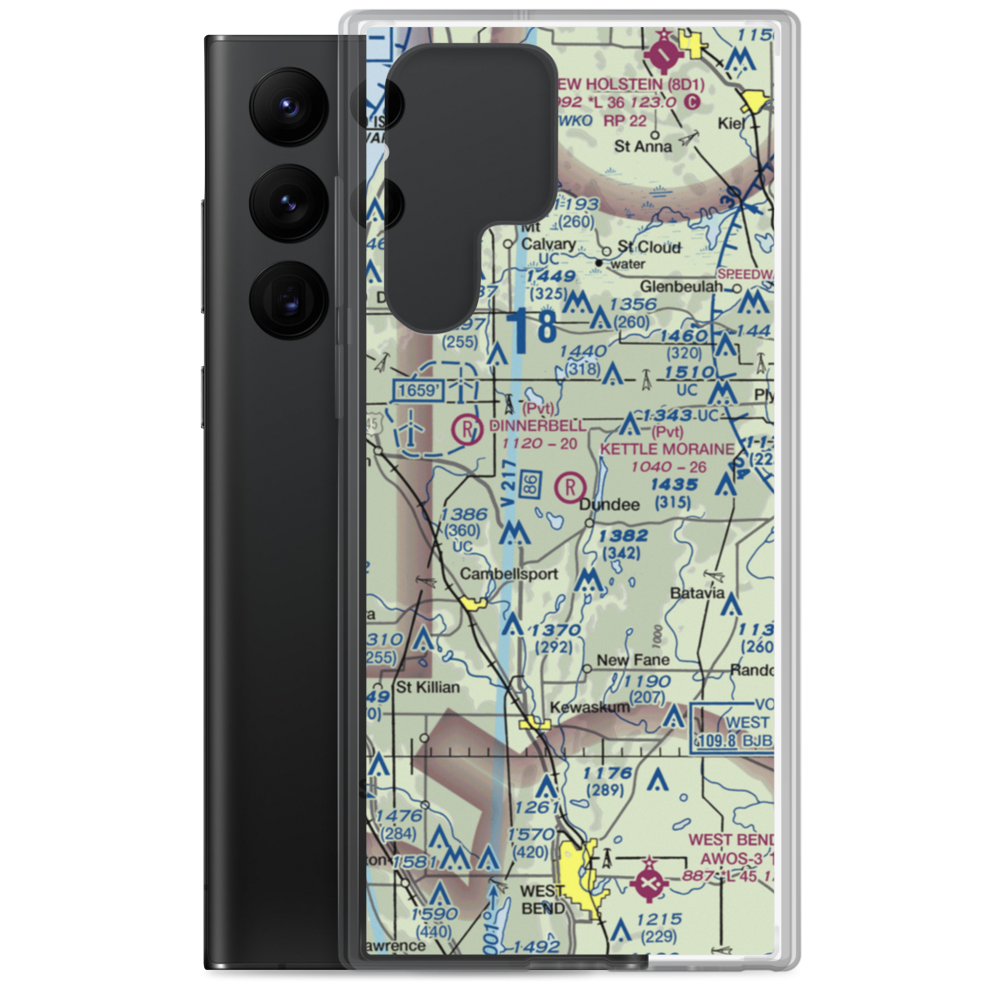 Kettle Moraine Airport (1WN1) VFR Sectional Samsung Case Samsung Galaxy S22 Ultra model shown