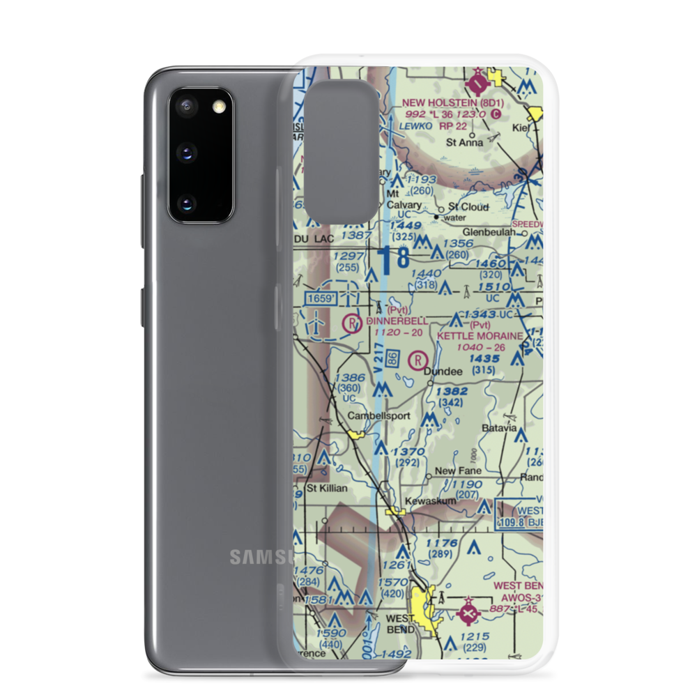 Kettle Moraine Airport (1WN1) VFR Sectional Samsung Case Samsung Galaxy S20 model shown