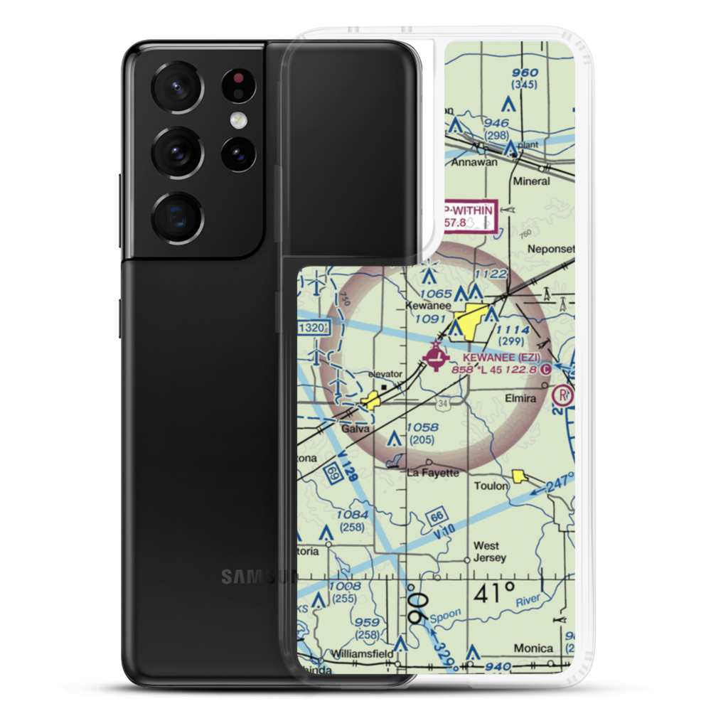 Kewanee Municipal Airport (EZI) VFR Sectional Samsung Case Samsung Galaxy S21 Ultra model shown