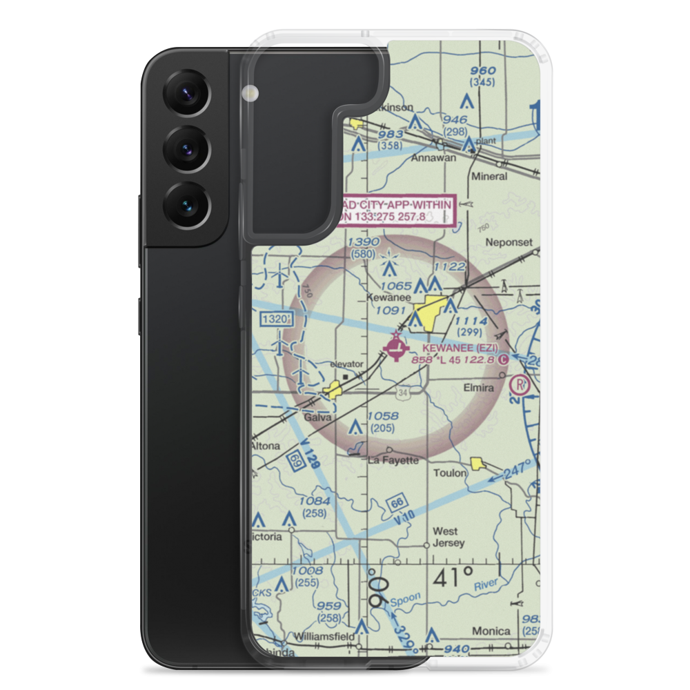 Kewanee Municipal Airport (EZI) VFR Sectional Samsung Case Samsung Galaxy S22 Plus model shown
