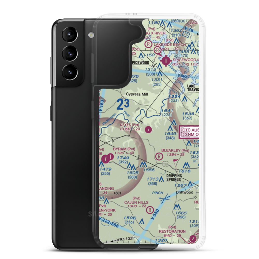 Keyes Ranch Airport (14TX) VFR Sectional Samsung Case Samsung Galaxy S21 Plus model shown