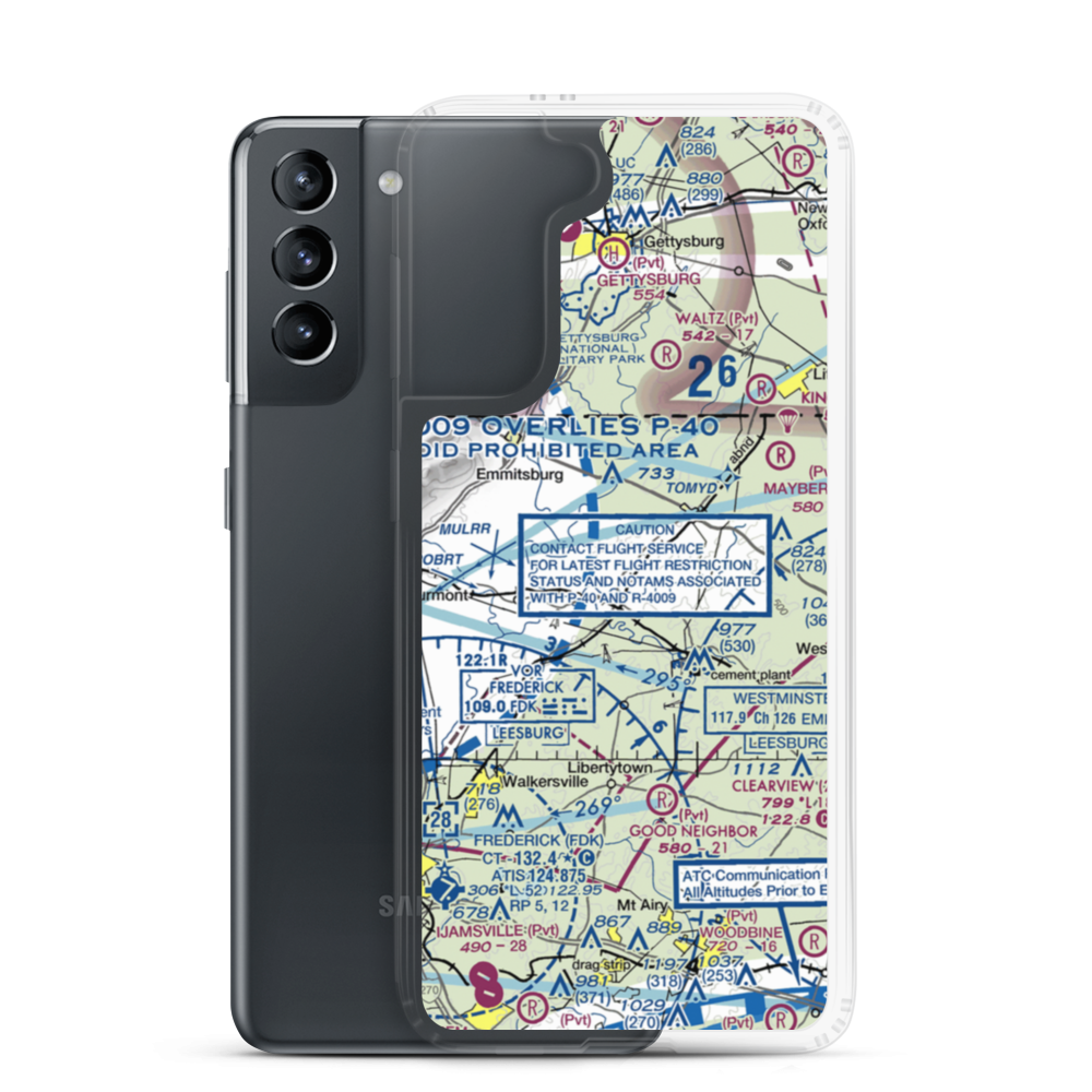 Keymar Airpark (MD42) VFR Sectional Samsung Case Samsung Galaxy S21 model shown