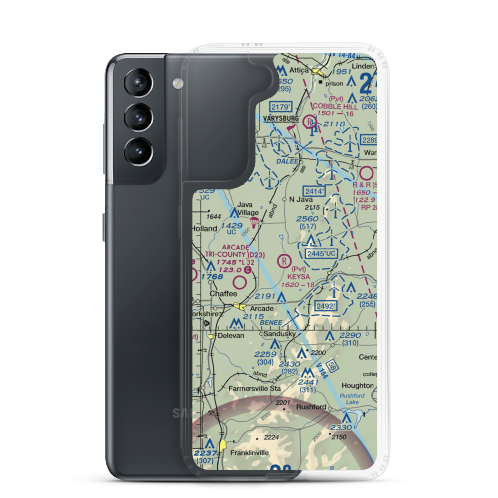 Keysa Airport (NY79) VFR Sectional Samsung Case Samsung Galaxy S21 model shown