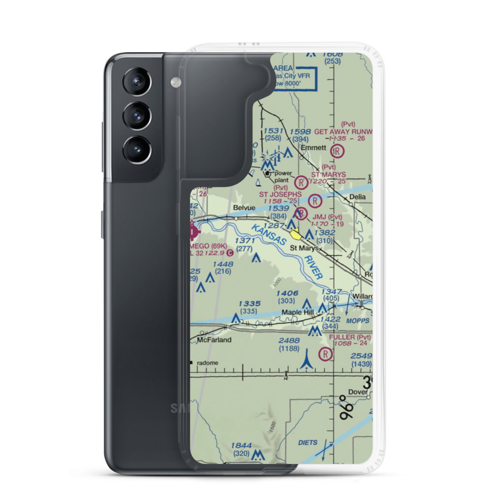 Keyser Airport (1KS5) VFR Sectional Samsung Case Samsung Galaxy S21 model shown