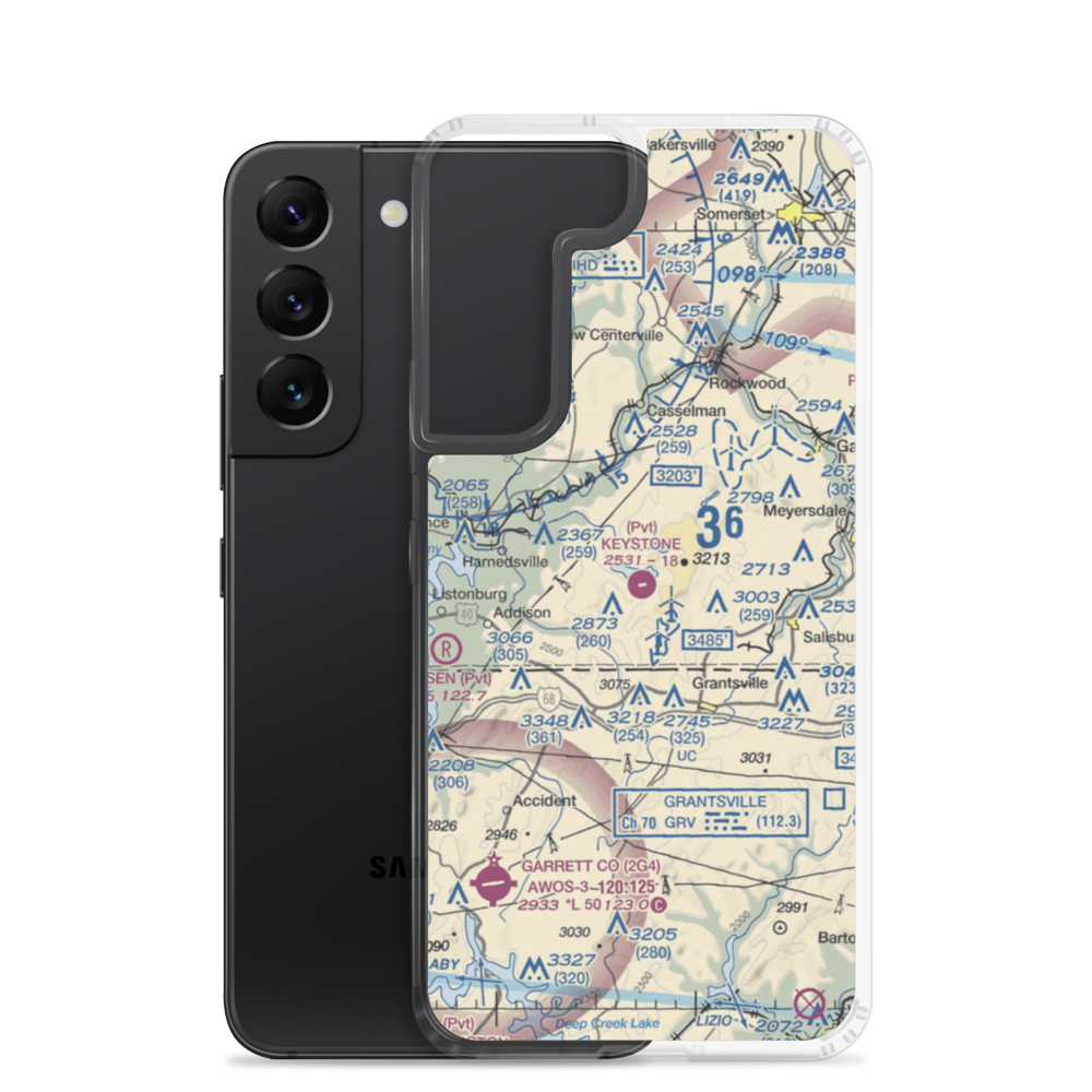 Keystone Airport (9PA7) VFR Sectional Samsung Case Samsung Galaxy S22 model shown