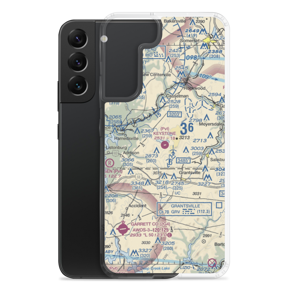Keystone Airport (9PA7) VFR Sectional Samsung Case Samsung Galaxy S22 Plus model shown