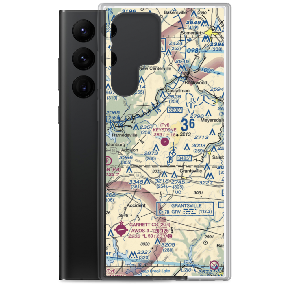 Keystone Airport (9PA7) VFR Sectional Samsung Case Samsung Galaxy S22 Ultra model shown