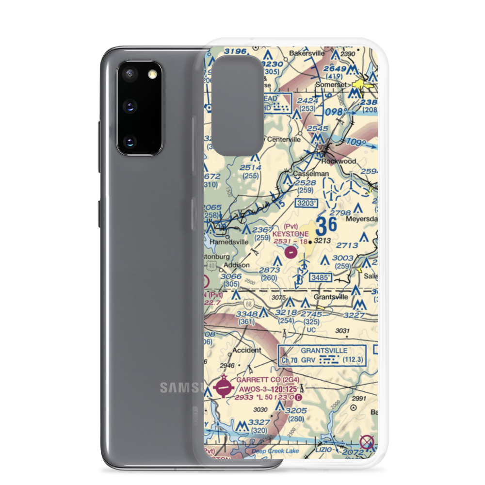 Keystone Airport (9PA7) VFR Sectional Samsung Case Samsung Galaxy S20 model shown
