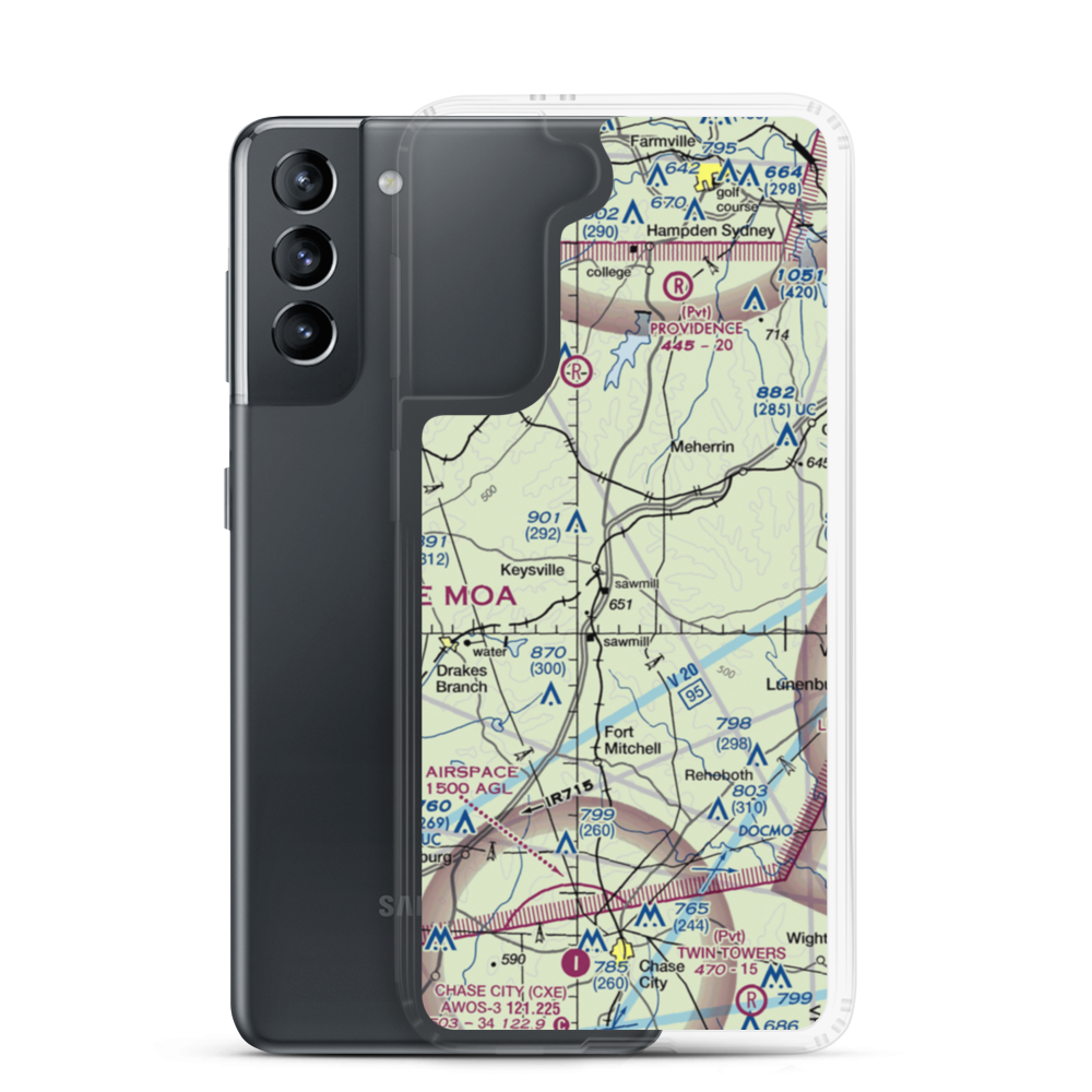 Keysville Airport (VG36) VFR Sectional Samsung Case Samsung Galaxy S21 model shown