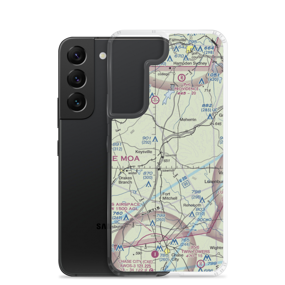 Keysville Airport (VG36) VFR Sectional Samsung Case Samsung Galaxy S22 model shown