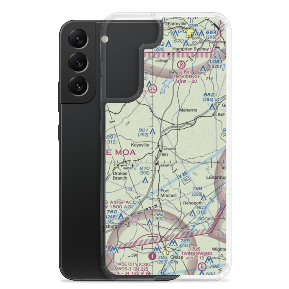 Keysville Airport (VG36) VFR Sectional Samsung Case Samsung Galaxy S22 Plus model shown