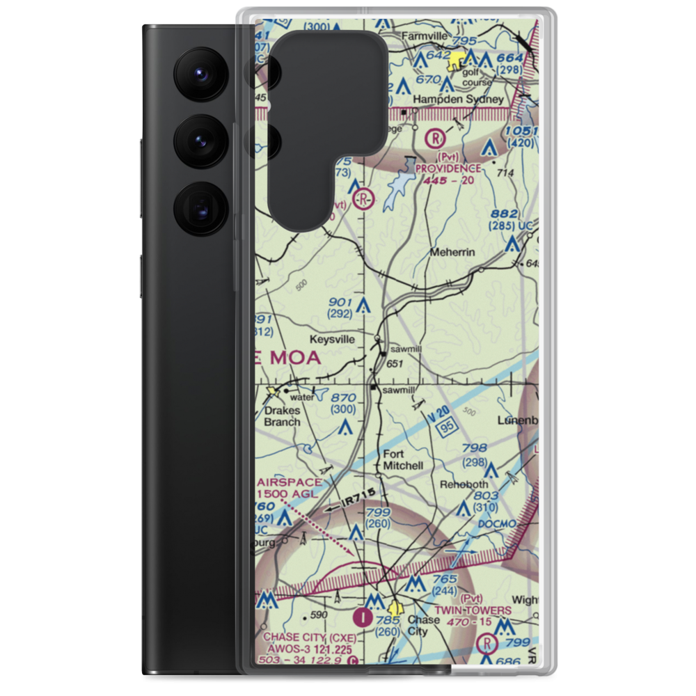 Keysville Airport (VG36) VFR Sectional Samsung Case Samsung Galaxy S22 Ultra model shown