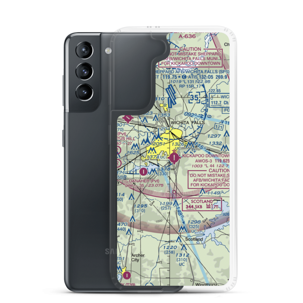 Kickapoo Downtown Airport (CWC) VFR Sectional Samsung Case Samsung Galaxy S21 model shown