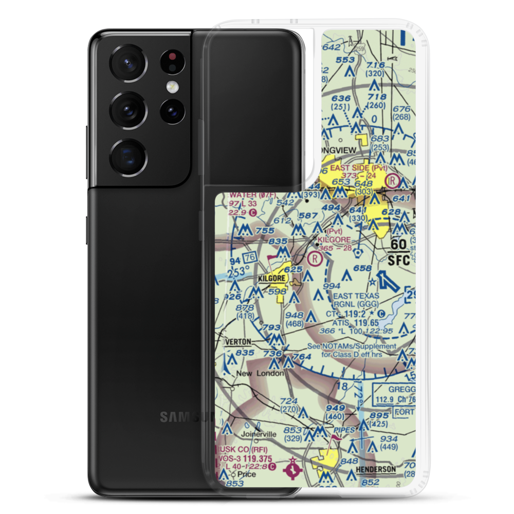 Kilgore Airport (4TX6) VFR Sectional Samsung Case Samsung Galaxy S21 Ultra model shown