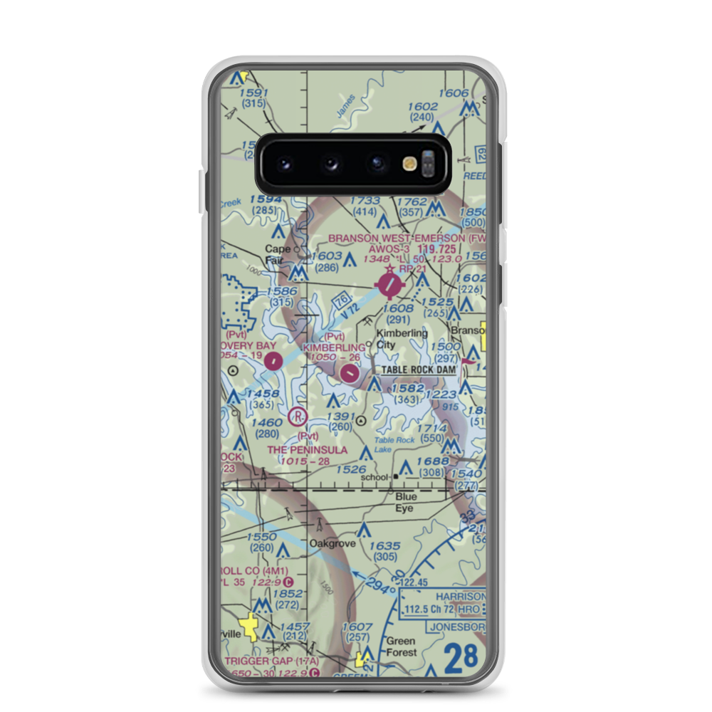 Kimberling Airport (MO64) VFR Sectional Samsung Case Samsung Galaxy S10 model shown