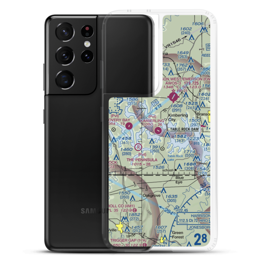 Kimberling Airport (MO64) VFR Sectional Samsung Case Samsung Galaxy S21 Ultra model shown