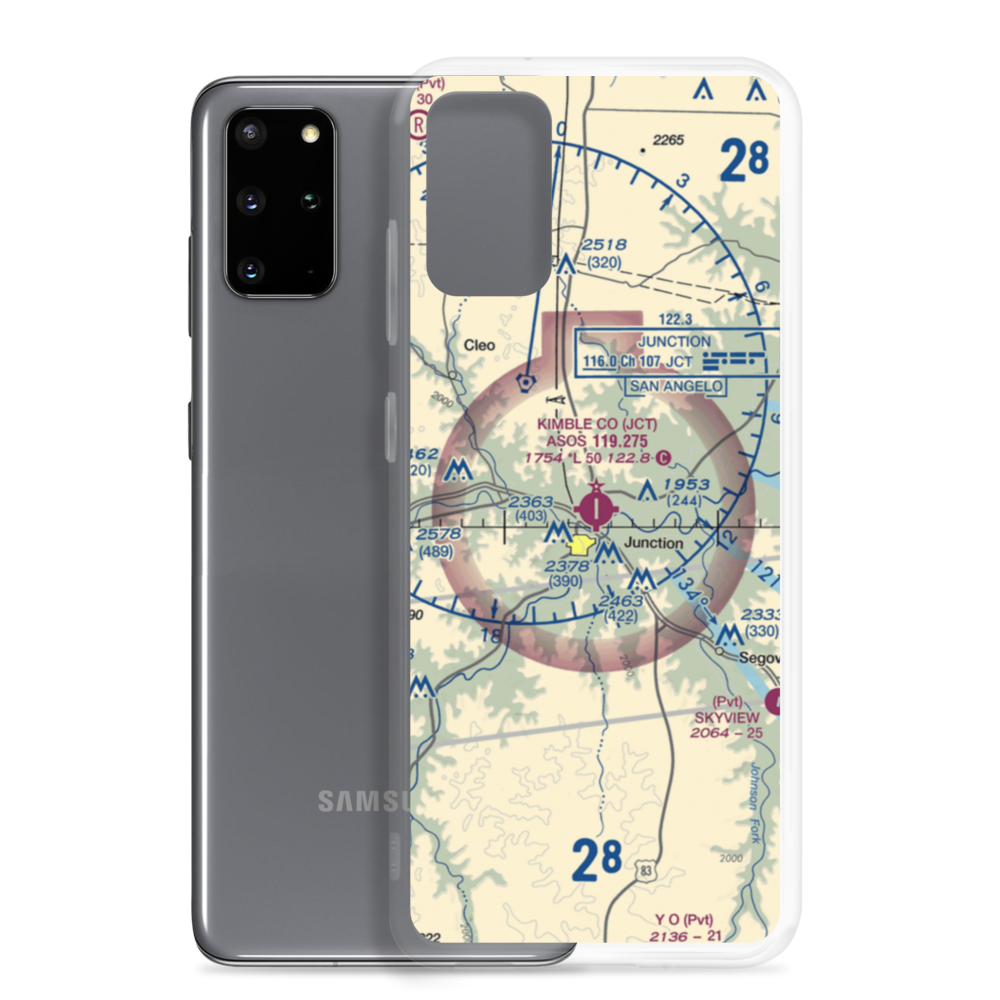 Kimble County Airport (JCT) VFR Sectional Samsung Case Samsung Galaxy S20 Plus model shown