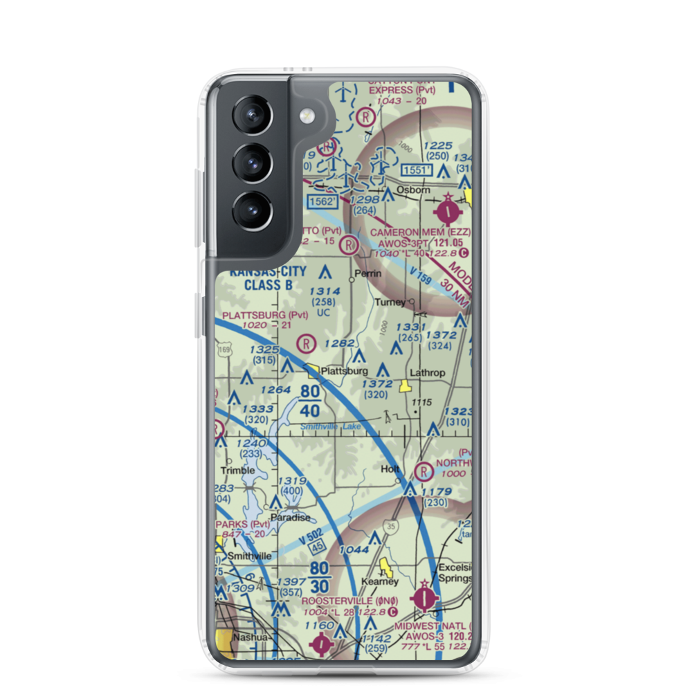 Kimray Airport (7MO7) VFR Sectional Samsung Case Samsung Galaxy S21 model shown
