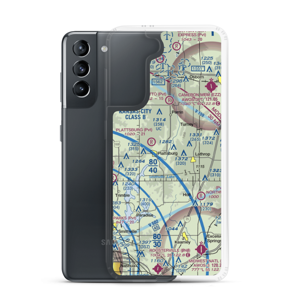 Kimray Airport (7MO7) VFR Sectional Samsung Case Samsung Galaxy S21 model shown