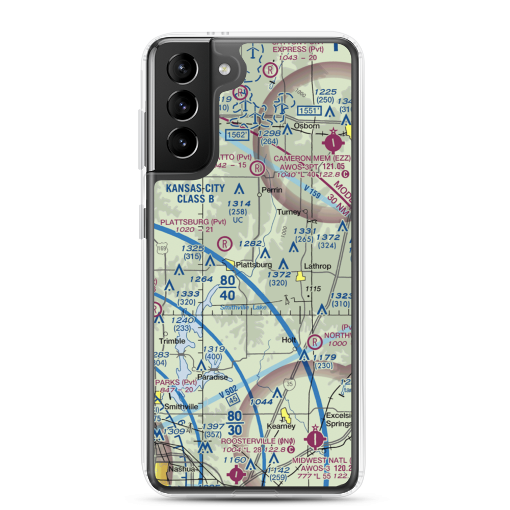 Kimray Airport (7MO7) VFR Sectional Samsung Case Samsung Galaxy S21 Plus model shown