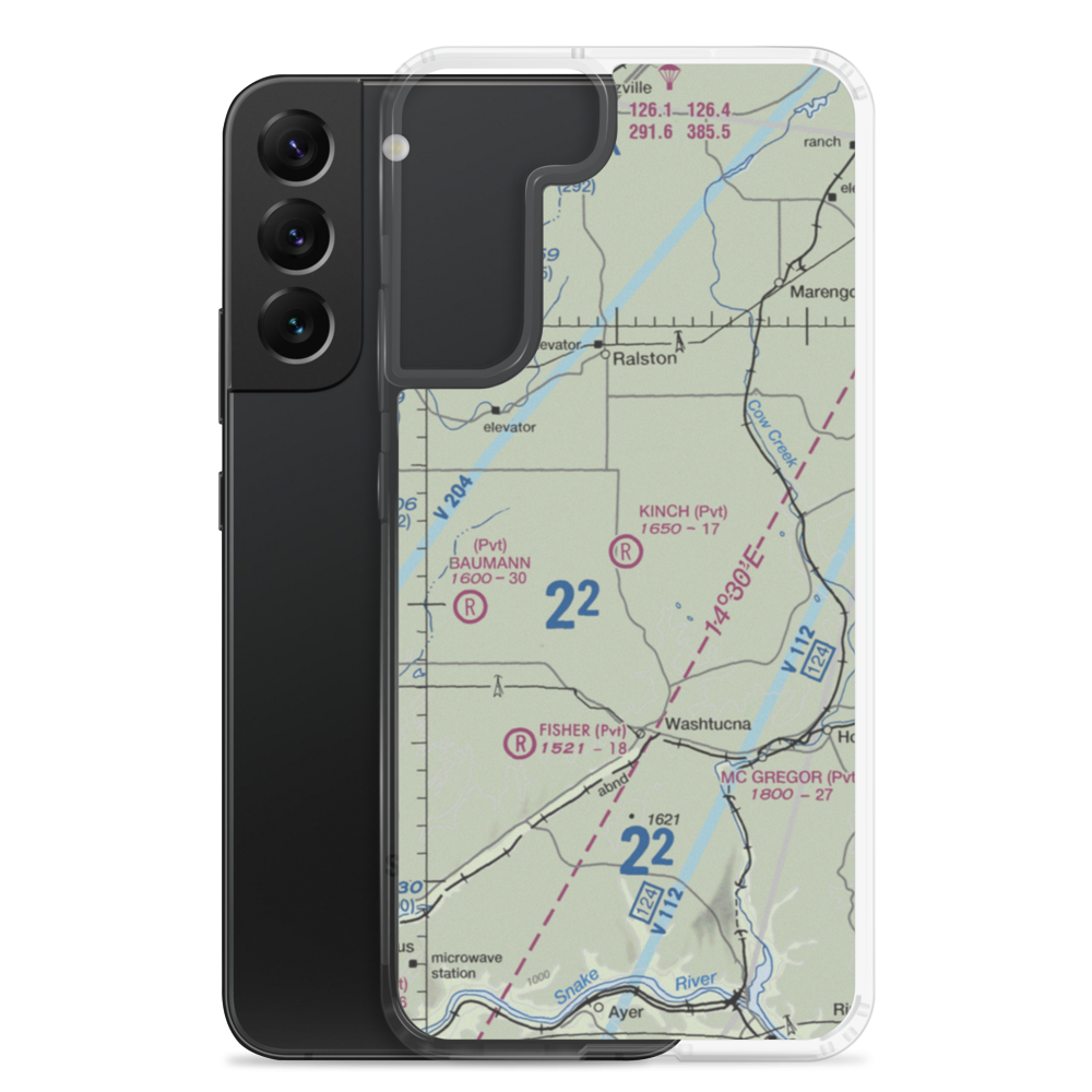 Kinch Farms Airport (WN72) VFR Sectional Samsung Case Samsung Galaxy S22 Plus model shown