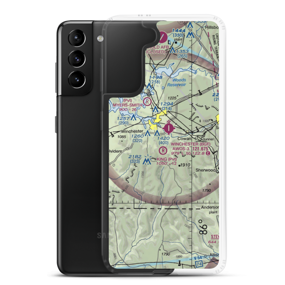 King Airport (TN52) VFR Sectional Samsung Case Samsung Galaxy S21 Plus model shown