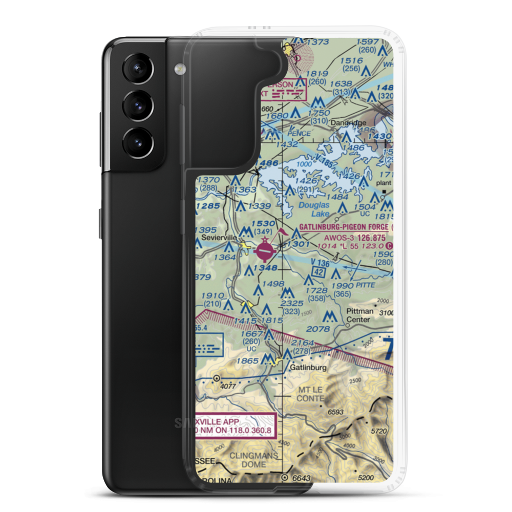 King Airport (TN72) VFR Sectional Samsung Case Samsung Galaxy S21 Plus model shown