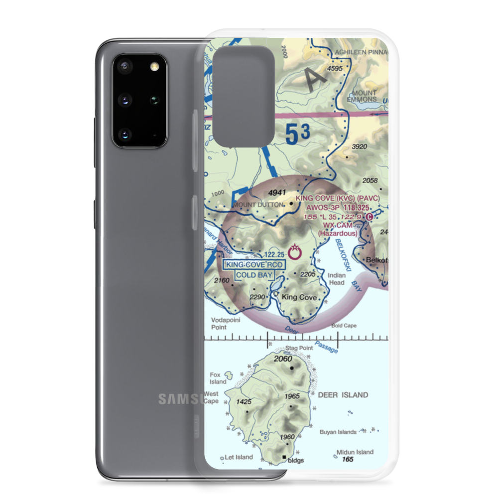 King Cove Airport (KVC) VFR Sectional Samsung Case Samsung Galaxy S20 Plus model shown