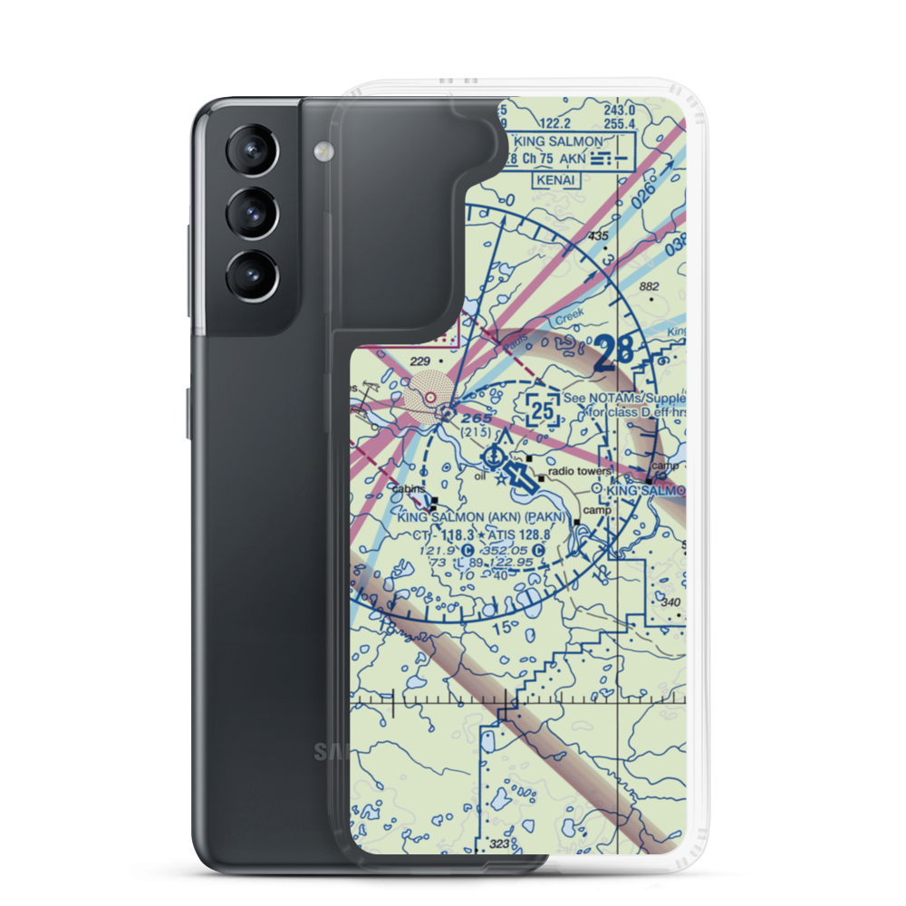 King Salmon Airport (AKN) VFR Sectional Samsung Case Samsung Galaxy S21 model shown
