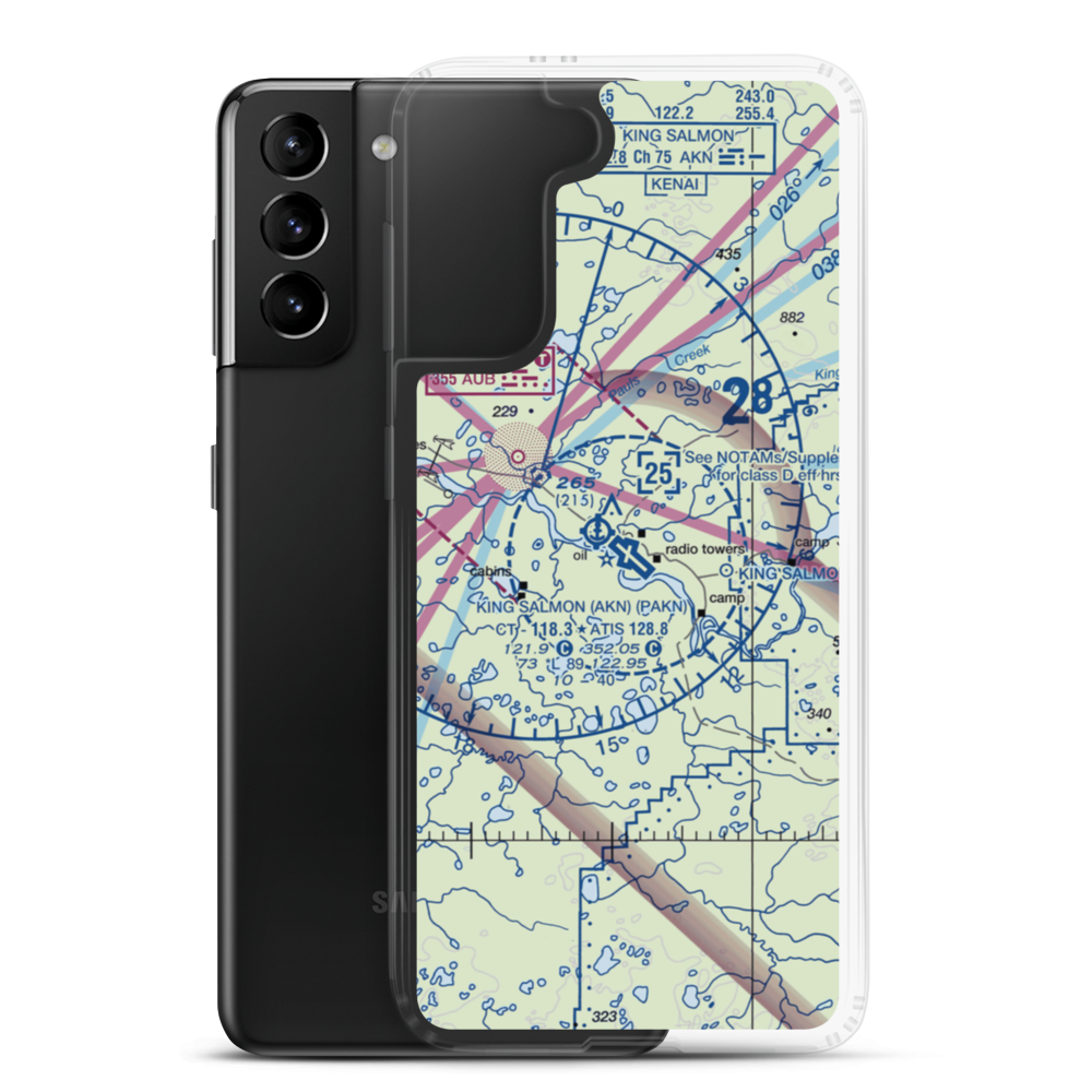 King Salmon Airport (AKN) VFR Sectional Samsung Case Samsung Galaxy S21 Plus model shown