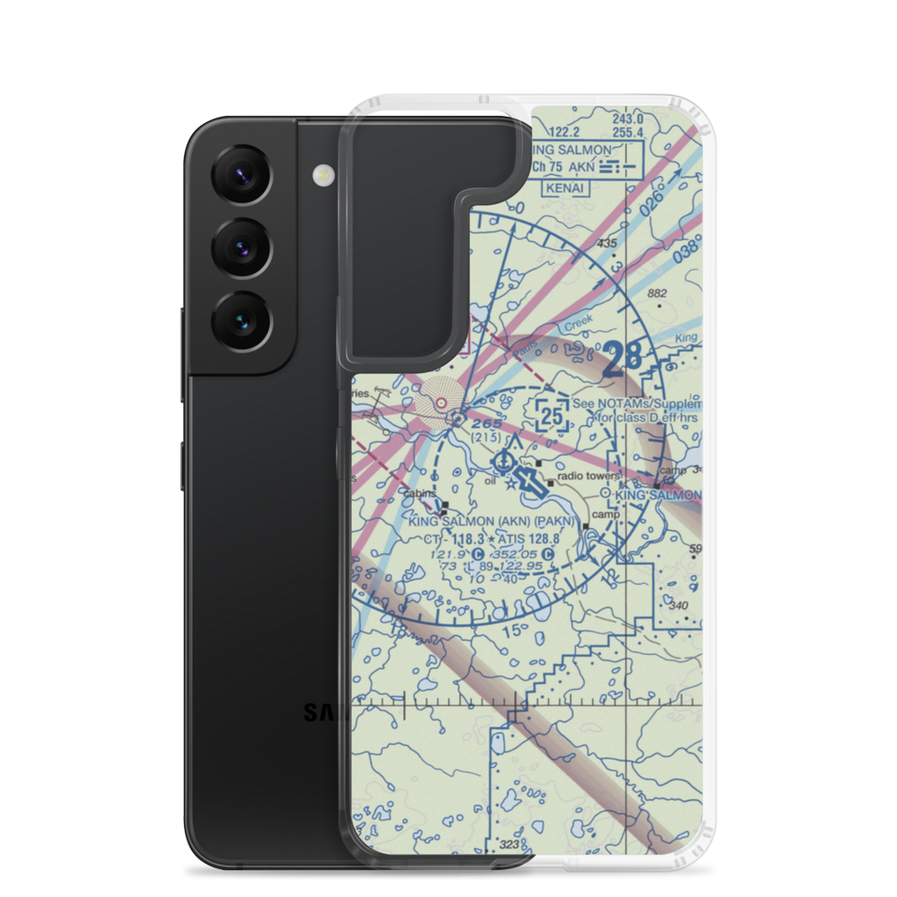 King Salmon Airport (AKN) VFR Sectional Samsung Case Samsung Galaxy S22 model shown