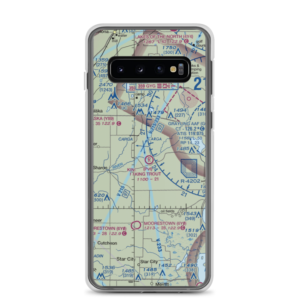 King Trout Airport (6MI0) VFR Sectional Samsung Case Samsung Galaxy S10 model shown