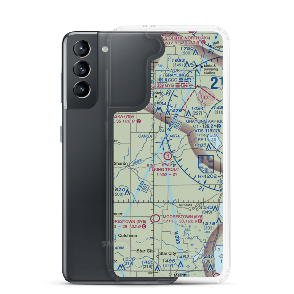 King Trout Airport (6MI0) VFR Sectional Samsung Case Samsung Galaxy S21 model shown