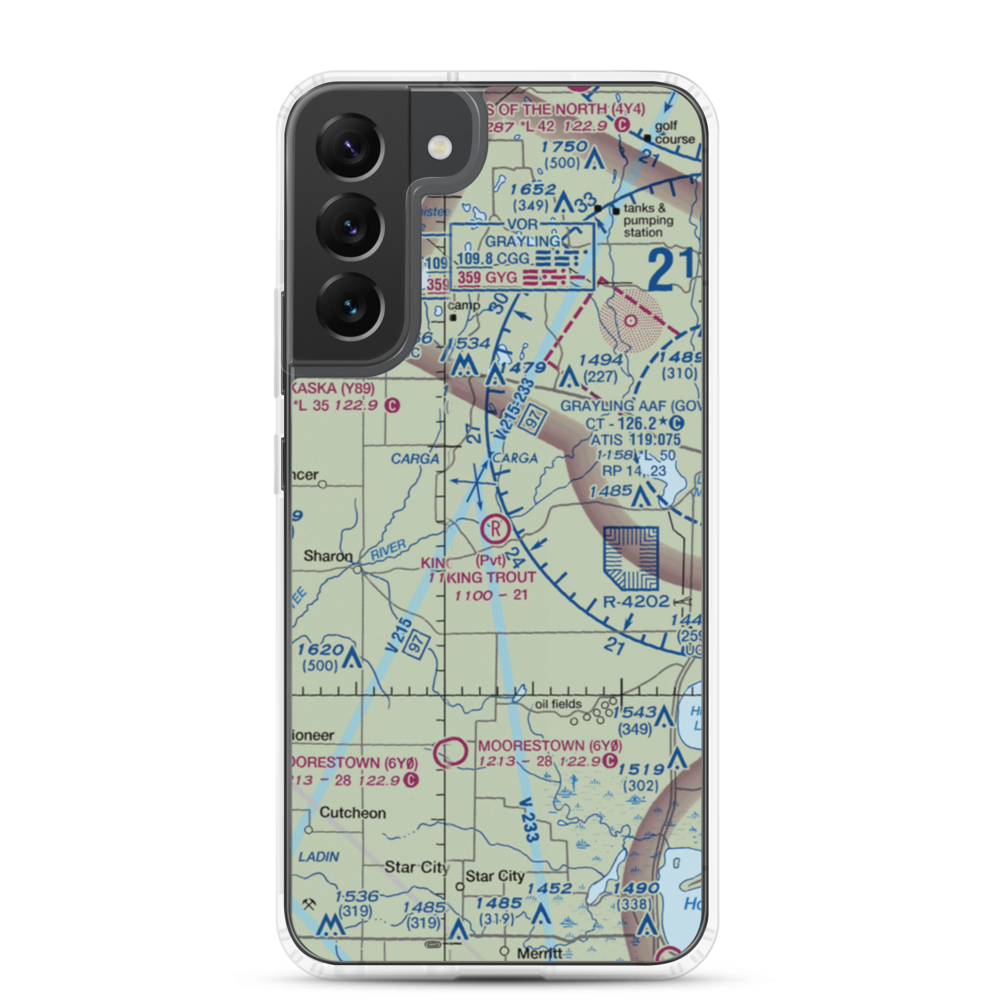 King Trout Airport (6MI0) VFR Sectional Samsung Case Samsung Galaxy S22 Plus model shown