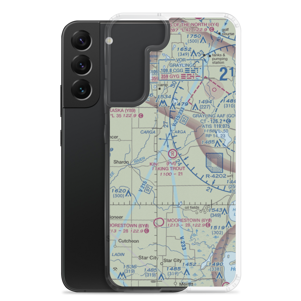 King Trout Airport (6MI0) VFR Sectional Samsung Case Samsung Galaxy S22 Plus model shown