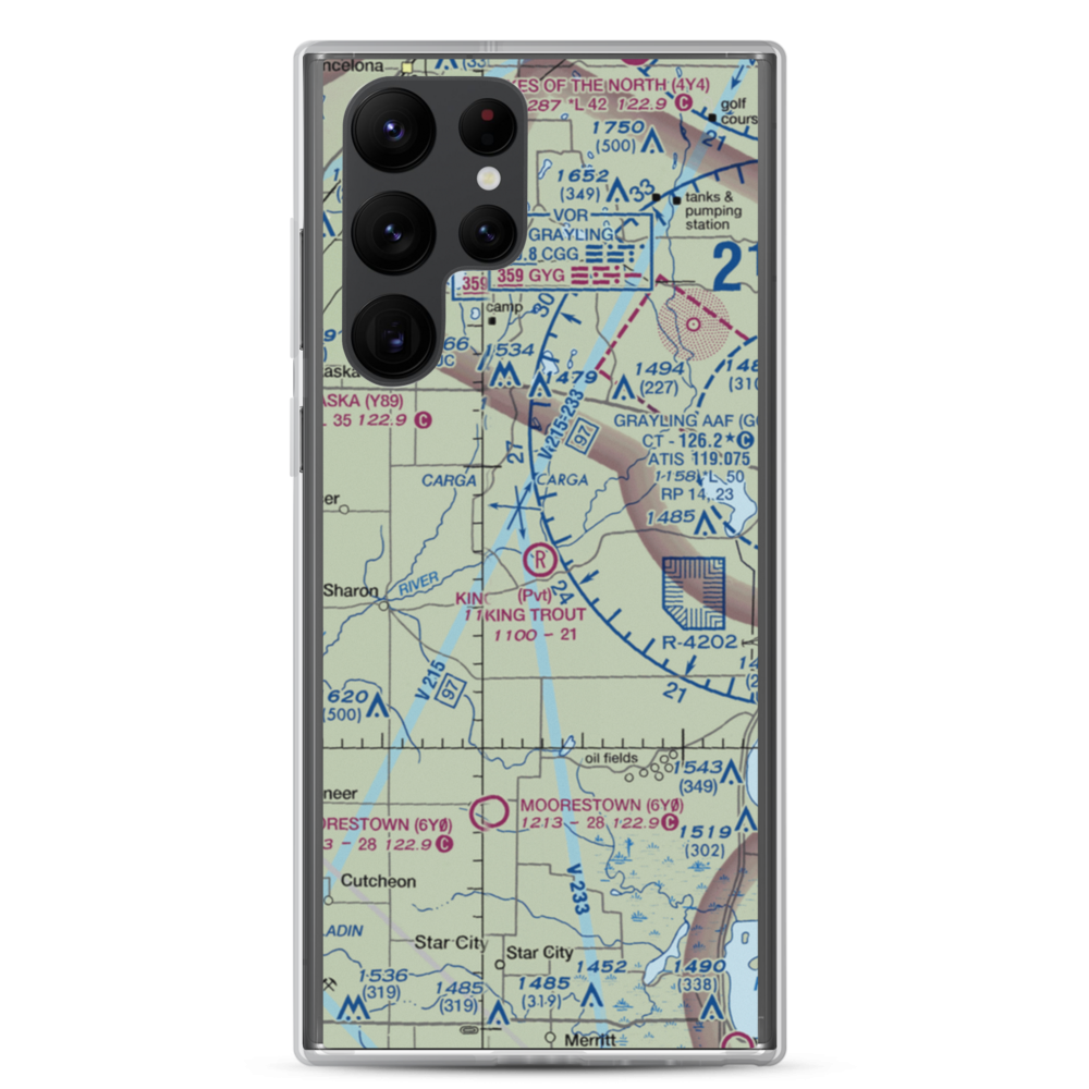 King Trout Airport (6MI0) VFR Sectional Samsung Case Samsung Galaxy S22 Ultra model shown